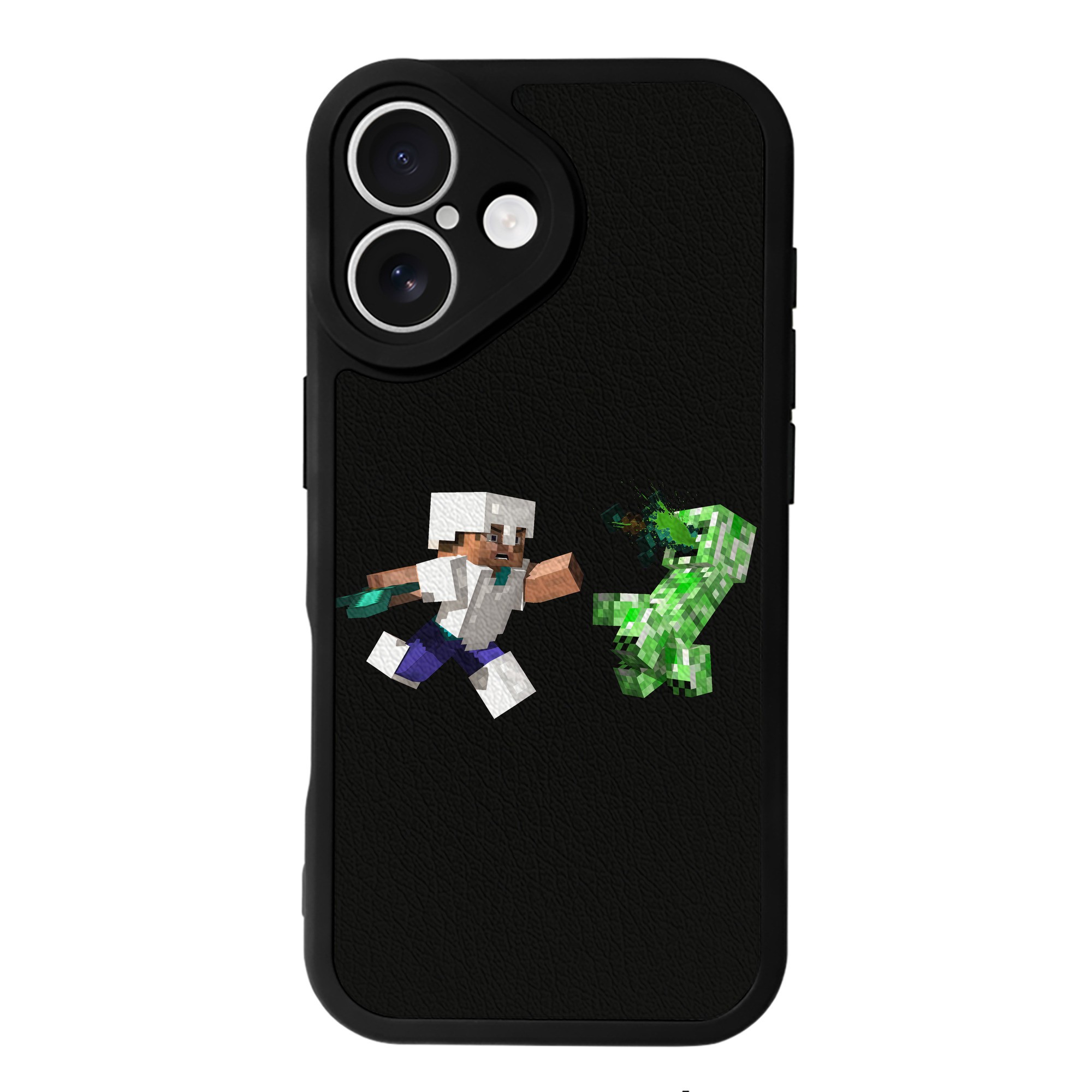 （画像用） マインクラフト ブロックの世界 Minecraft MC Block world 【iPhone 16シリーズ対応】シリコンスマホケース（レザー調） 材質：シリコン